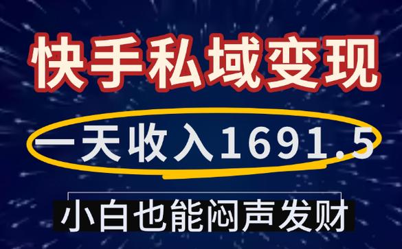 一天收入1691.5，快手私域变现