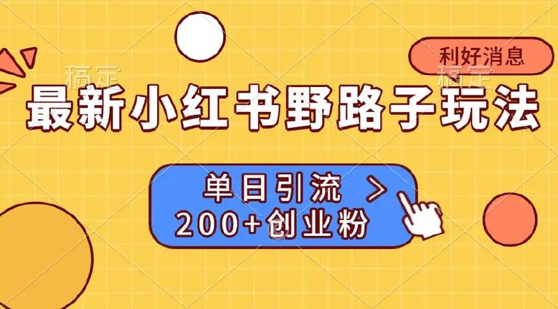 小红书野路子玩法，单日引流200+创