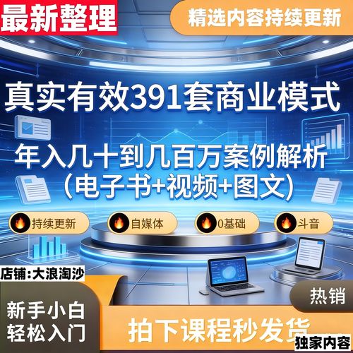 真实有效391套商业模式，年入几十到