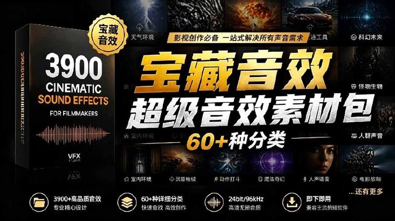 宝藏音效合集包！60+多种音效分类