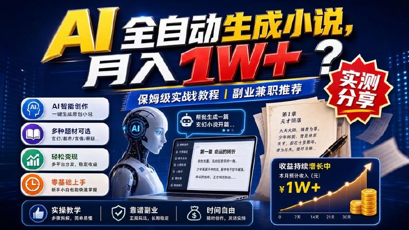 AI搬运小说，轻松日入3张，保姆级实